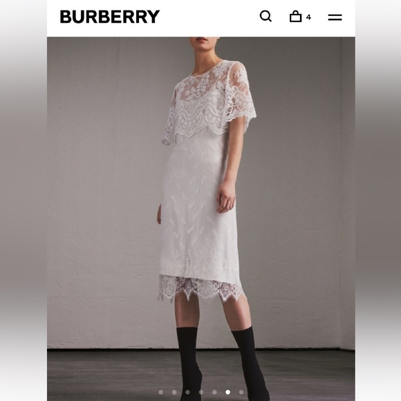 Burberry Lace And Silk Shift Dress In Natural White - Picture 1 of 4